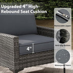 Jing's Villa 2-Piece Outdoor Sectional Single Chair Set, All-Weather Wicker - Image 2