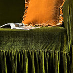 GLORY SEASON Velvet Sofa Cover Soft Decorative Luxurious Solid Exquisite Ruffle - Image 5