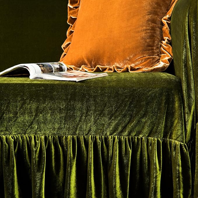 Polyester Sofa Cover Soft Decorative Luxurious Solid Exquisite Ruffle Trim - Image 6