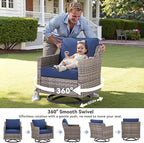 10 Piece Patio Furniture Set-High Back Outdoor Furniture Set Sectional Sofa - Image 2