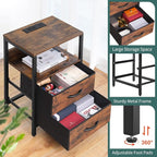 Yoobure Nightstand with Charging Station, LED Night Stand with Fabric Drawers - Image 8