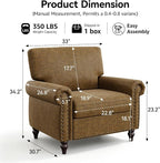 Nailhead Trim Accent Chair, Faux Leahter Mid Century Modern Living Room Arm - Image 9