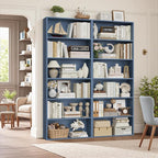 FOTOSOK 6-Tier Open Bookcase and Bookshelf Set of 2, Freestanding Display by FOTOSOK