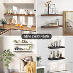 Fun Memories Floating Shelves for Wall, 8 Inch Set of 4 Rustic Wood Wall Shelves - Image 7
