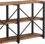 IRONCK Bookshelf Double Wide 47 in 3-Tier, Industrial Bookcases, Wood and Metal - Image 6