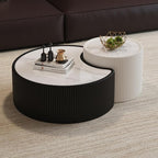 29.53" Marble Coffee Table, Modern Creative Moon Coffee Table - Image 5