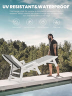 SERWALL Textilene Patio Chaise Lounge Chair Set of 2, 5 Positions Outdoor - Image 6
