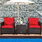 Tangkula 3 Pieces Patio Furniture Set, PE Rattan Wicker 3 Pcs Outdoor Sofa Set - Image 2