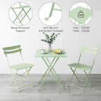 GarveeLife 3 Piece Patio Bistro Set, Folding Patio Bistro Table and Chairs Set - Image 6