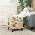 Adeco 18 Inch High Cube Ottoman Storage, Floral Printed Linen Chair Foot Stools - Image 4