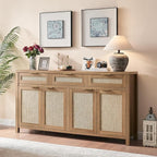 HOKYHOKY 63" Rattan Sideboard Buffet Cabinet, Boho Storage Cabinet - Image 2