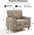 Mid Century Modern Accent Chair, Chenille Comfy Living Room Arm Chairs - Image 2