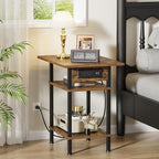 Asgolion Side Table with Charging Station, Skinny Nightstand with USB Ports and - Image 2