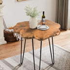 19.5 Inch Live Edge Side Table, Wood Freeform Small End Table by HOEGMST