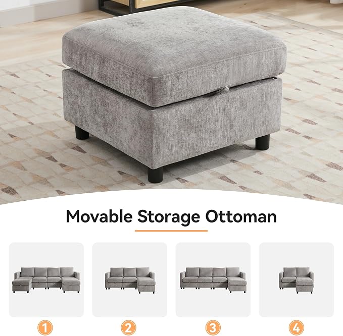 WUTUTUEE 107”Modular Sectional Sofa Convertible U Shaped Sofa Couch Set - Image 7