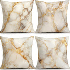 OBSEDE Gold Foil Marble Decorative Throw Pillow Covers 18 × 18 in, Couch by OBSEDE