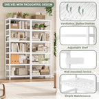 FOTOSOK 6-Tier Bamboo Shelf, Bamboo Bookcase - Image 6