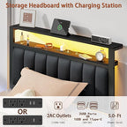 Furnulem Twin Bed Frames with Charging Station and LED Lights, Metal Platform - Image 9