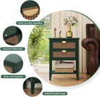 22" Green Coffee Side Tables, Boho Accent Storage Cabinets - Image 5