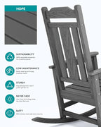 SERWALL Oversized Rocking Chair Outdoor, HDPE Outdoor Rocking Chair - Image 6