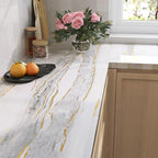LaCheery White Grey Gold Marble Contact Paper - Image 2