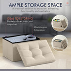 Ornavo Home Small Storage Ottoman, Foldable Collapsible Rectangle Linen Ottoman - Image 3