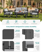 SERWALL 8 Pieces HDPE Outdoor Conversation Sofa Set - Image 4