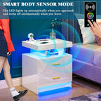WOOVIVS Night Stand Set 2 with USB/Type-C/Wireless Charging Station, Modern - Image 6