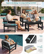 SERWALL 3 Pieces HDPE Outdoor Sofa Bistro Set - Image 2