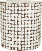 East at Main Boho Side Table Nightstand – White Coconut Shell End Table by EastatMain