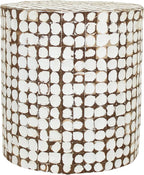 East at Main Boho Side Table Nightstand – White Coconut Shell End Table - Image 6