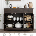 HOSTACK Modern Farmhouse Buffet Sideboard Cabinet, Barn Doors Storage Cabinet - Image 5