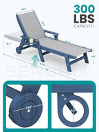 SERWALL Textilene Patio Chaise Lounge Chair Set of 2, 5 Positions Outdoor - Image 2