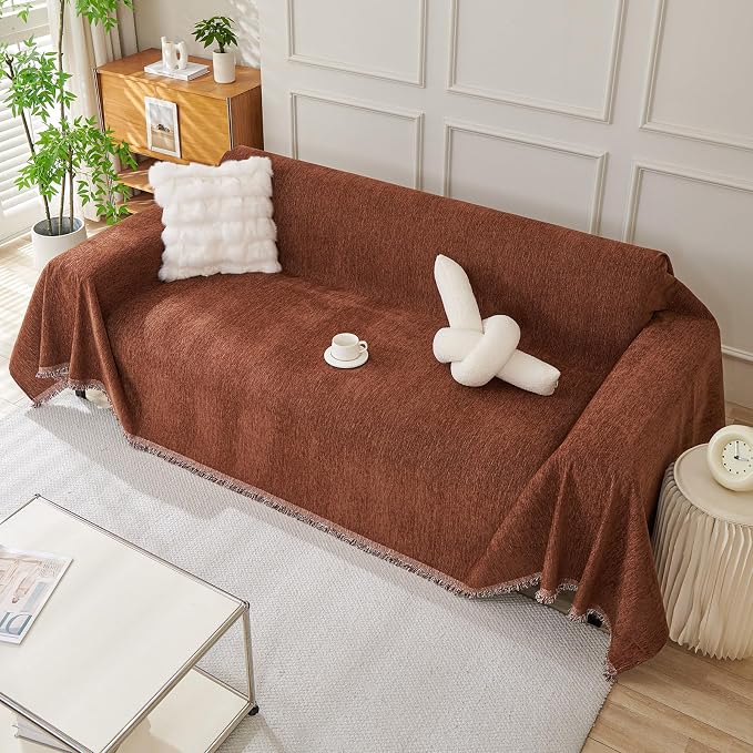 DREAMINGO Sofa Covers for 3 Cushion Couch Chenille Couch Cover Blanket - Image 7