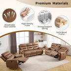 ANJ Power Oversized Reclining Sofa Couch, Breathable Faux Leather 3-Seater - Image 7