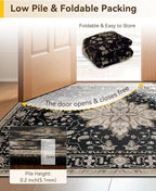 RELEANY Area Rugs 7'x10' Washable Non-Slip, Floral Vintage Distress Print - Image 4