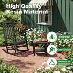 3 Piece Outdoor Rocking Bistro Set, Rocking Chairs Outdoor Furniture, Resin - Image 6
