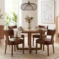 HNY Century Modern Dining Chairs Set of 4, Farmhouse PU Leather Upholstered by HNY