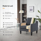VINGLI Accent Chairs Set of 2 Living Room Chairs Dark Grey Reading Chair - Image 5