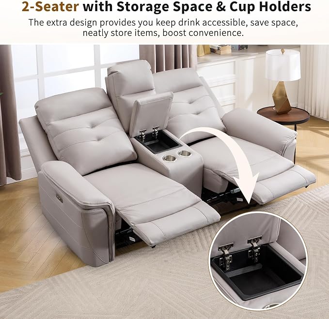 ANJ 2-Piece Oversied Faux Leather Power Recliner Sofa Set - Image 5