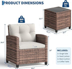 3-Piece Patio Furniture Set, Outdoor PE Rattan Chair - Image 2