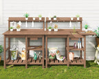 SERWALL Outdoor Potting Bench 2-Piece Set, Rot-Resistant HDPE Potting Table by SERWALL