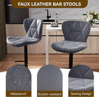 Nalupatio Modern Bar Stools Set of 3, Adjustable Faux Leather Upholstered - Image 4