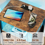 LOAKEKEL Night Stand with Charging Station, Small Bedside Table with USB Ports - Image 5