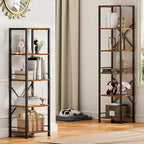 Furologee 6 Tier Tall Bookshelf, Industrial Narrow Bookcase, Display Standing - Image 2