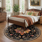 RELEANY Area Rugs Round 8ft Washable Non-Slip, Floral Vintage Distress Print - Image 3
