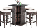 Tangkula 5 Piece Outdoor Rattan Bar Set, Patio Bar Furniture by TANGKULA