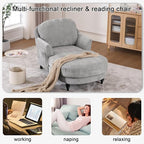 Chaise Lounge Chair Indoor, 59.8" Oversized Couch Reading Chairs，Chenille - Image 6