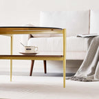 LumFurn Oval Glass Coffee Table, Mid-Century Modern Design, L43 x W22 x H17 inch - Image 6