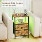 LOAKEKEL Night Stand with Charging Station, Small Bedside Table with USB Ports - Image 4